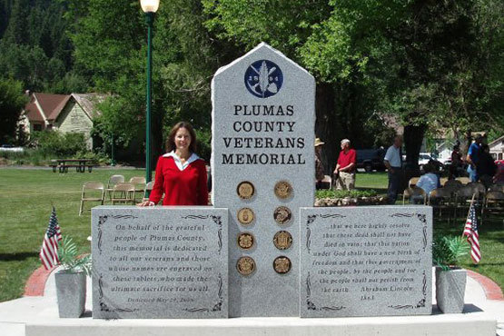 Polished Stone Veterans Memorial Sign for Plumas County